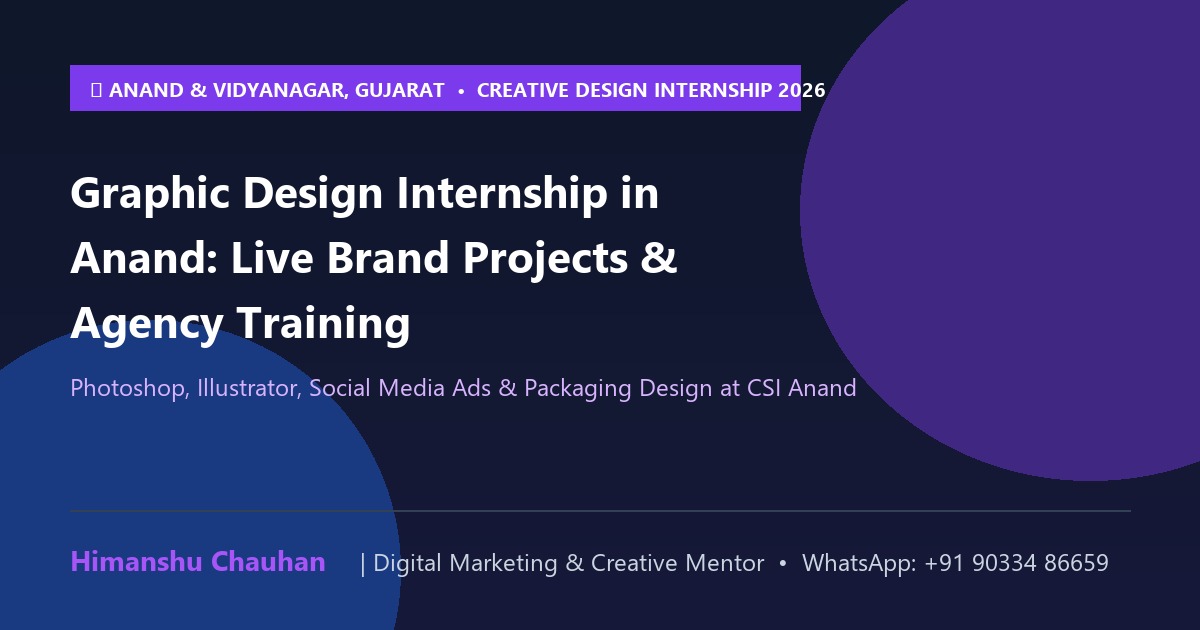 Graphic design interns designing social media ad banners and vector logos in Anand studio